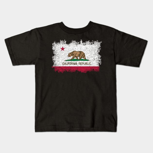 California Republic distressed textures Kids T-Shirt by Sterling
